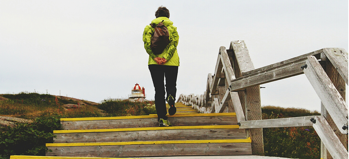 Woman climbing stairs