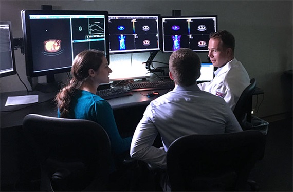 Penn Radiology residents and faculty in reading room at Perelman Center for Advanced Medicine
