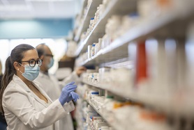 Masked Pharmacists during COVID pandemic