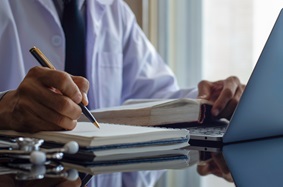 A clinician using a source to write a journal article.
