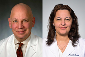 headshots of L. Scott Levin, MD, FACS, FAOA and Foteini Mourkioti, PhD
