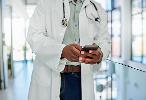 doctor on a cell phone
