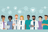 animated collection of physicians ideating their specialties in thought balloons