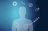 animated man with mrna circling him