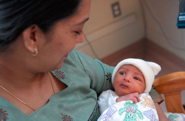 Mother with newborn baby