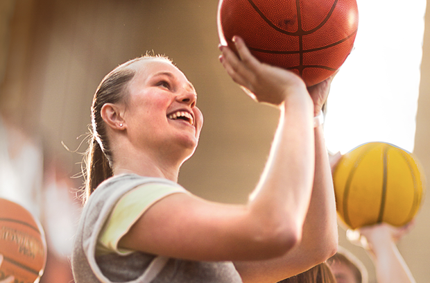 Erin playing basketball