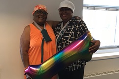Janice Byers and Anna Wheeler smile together.
