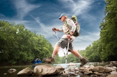 John, a knee replacement patient, hiking.