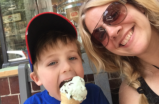 ryan and mom eating ice cream