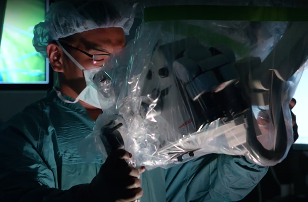 doctor performing skull base surgery