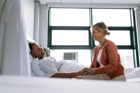 Woman Visiting Man Hospital