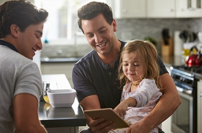 Male couple with daughter