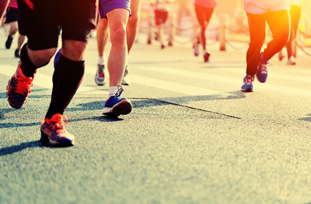 Runners on city street