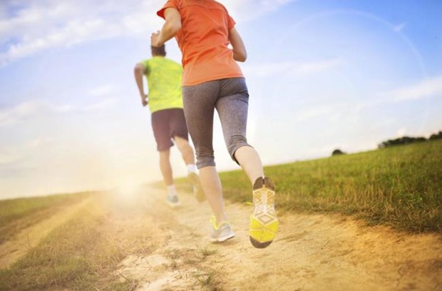 Couple jogging together