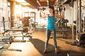 Woman in weight room