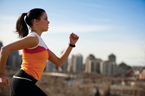 Young woman running