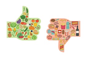 Healthy Food Thumb Up Unhealthy Food Thumb Down