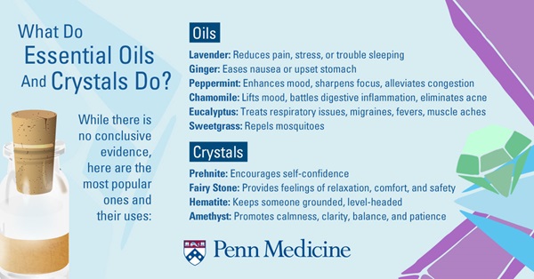 infographic-explains-health-effects-and-benefits-of-lavender-ginger-peppermint-chamomile-eucalyptus-sweetgrass-prehnite-fairy-stone-hematite-amethyst