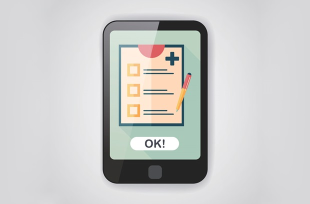 Illustration of online health test being taken