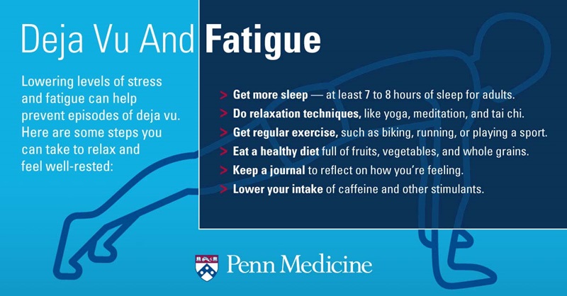 inforgraphic_shows_siloutte_of_man_stretching_text_reads_how_lowering_stress_and_fatigue_can_reduce_deja_vu