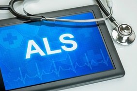 a tablet that says ALS next to a stethoscope 