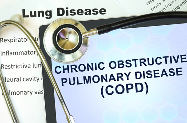 iPad and papers with information about COPD and lung disease