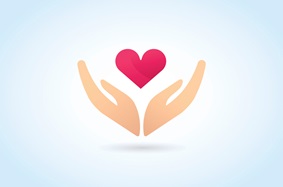 illustration of hands with heart floating above them