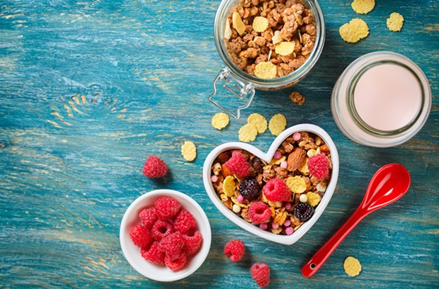 bowls of cereal and fruit