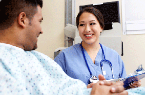 patient and healthcare worker