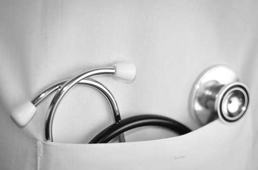 stethoscope in doctor's pocket