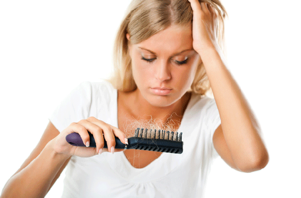 woman losing hair
