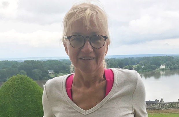 Rebecca spine patient happy outside