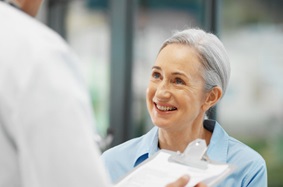 Physician and patient discussing care