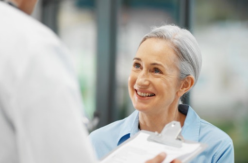 Physician and patient discussing care