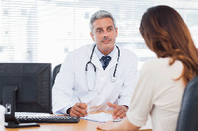 woman at doctor office
