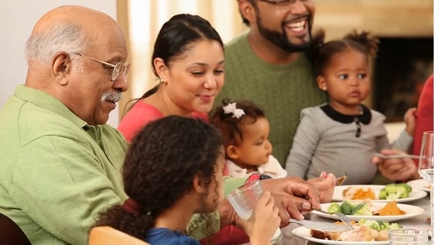 family eating a meal together