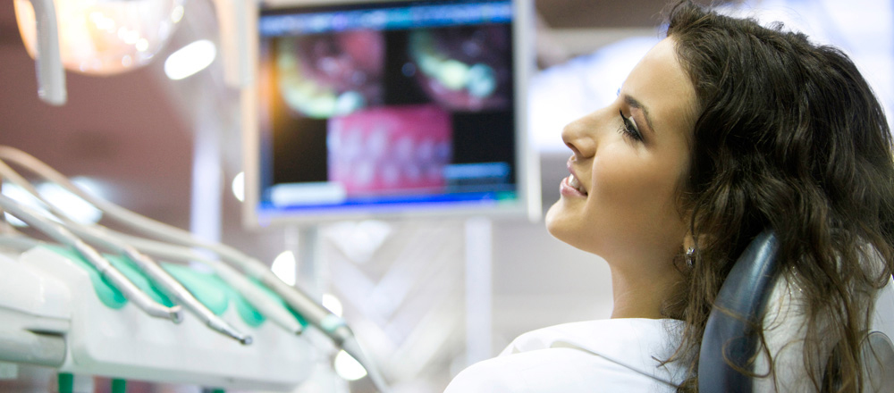 Woman at dentist's office