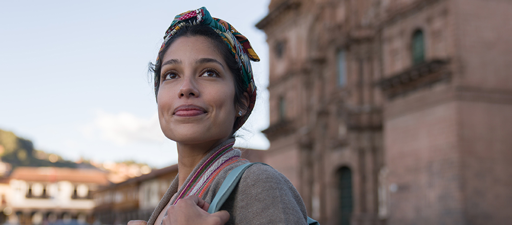 young woman traveling